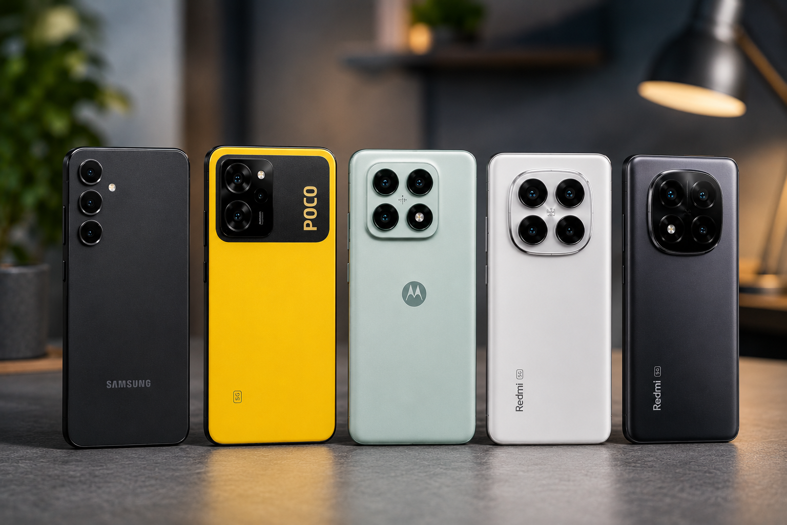 Melhores celulares custo-benefício de 2026 reunindo modelos Samsung, Xiaomi, POCO e Motorola para comparar antes da compra.