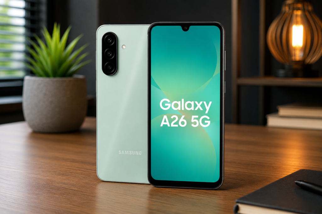 Samsung Galaxy A26 5G com tela Super AMOLED e conectividade 5G